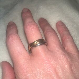 Classic Three-Tone Gold, Rose Gold,  Silver Triple Ring - Women Jewelry